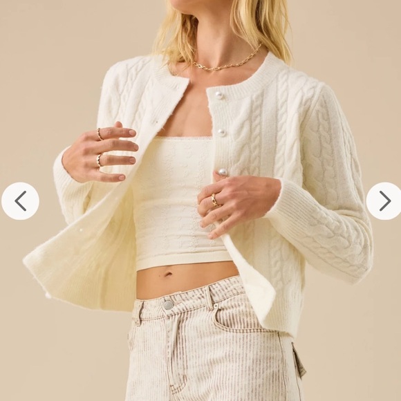 Altar'd State Ivory Cable Knit Cardigan - Picture 4 of 9